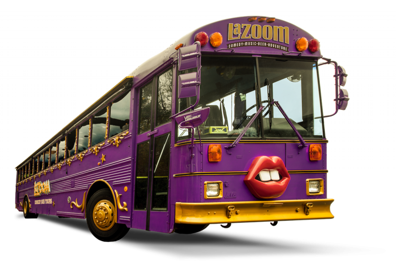 Purple LaZoom bus with transparent background